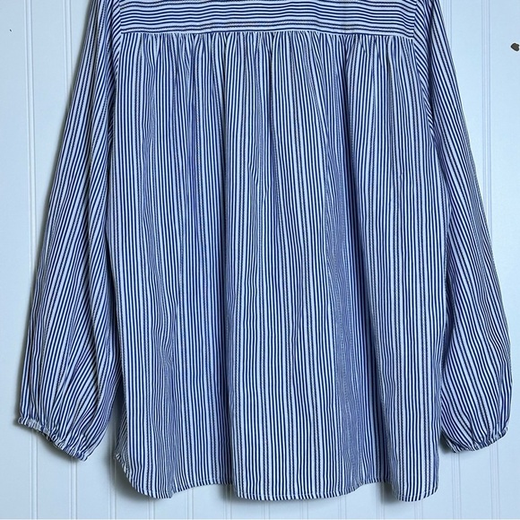 Alex Marie Navy and White Striped Button-Down Shirt Casual Business - Picture 11 of 13